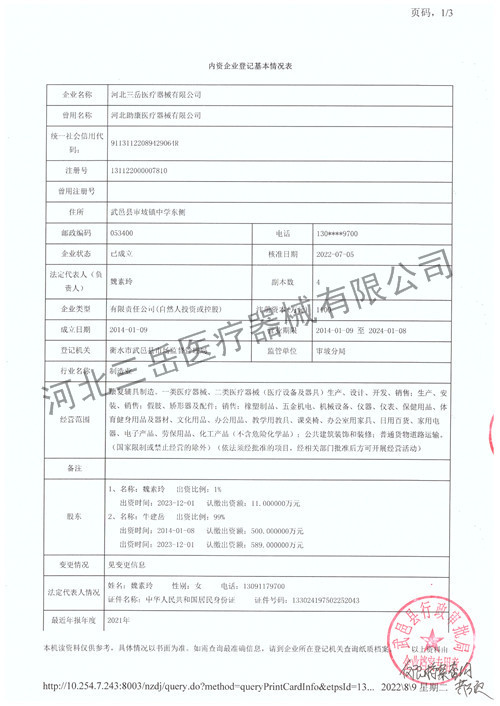 内资企业基本情况表